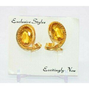 Pcraft Topaz Topaz Rhinestone Gold Tone Modernist